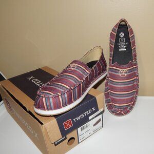 NEW Womens Size 8.5 M Twisted X Hooey Slip On Moccasin Shoes Loafer Mauve Serape